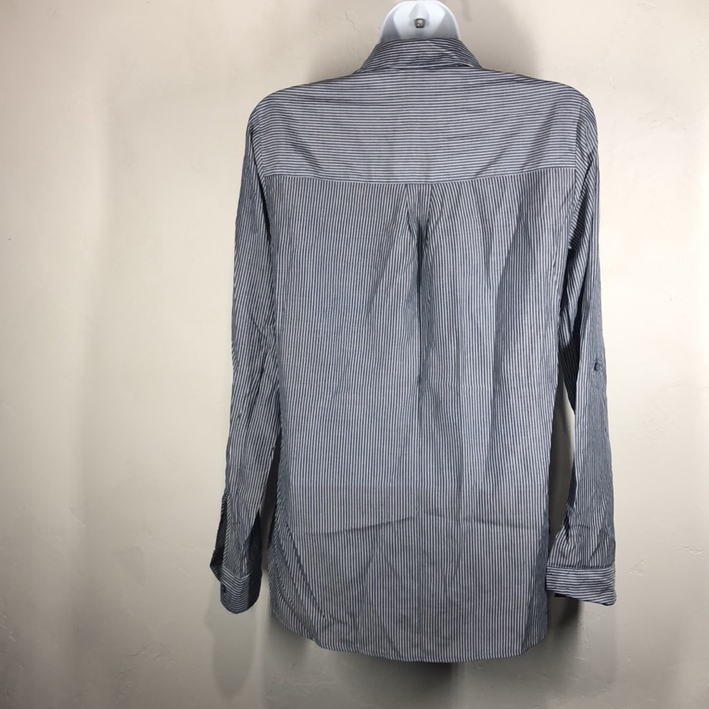 Express Blue And White Stripe Button Down Blouse … - image 6